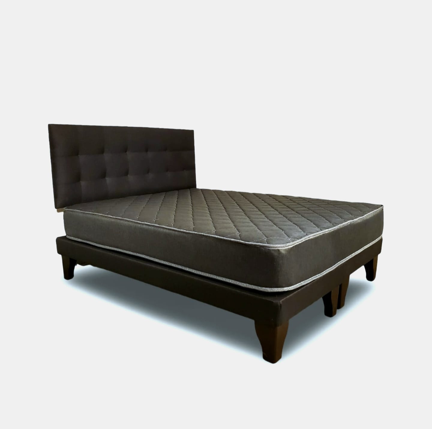 CAMA EUROPEA ESPUMIX NEW BASIC BLACK 2 PLAZAS + RESPALDO PUNTO - 2