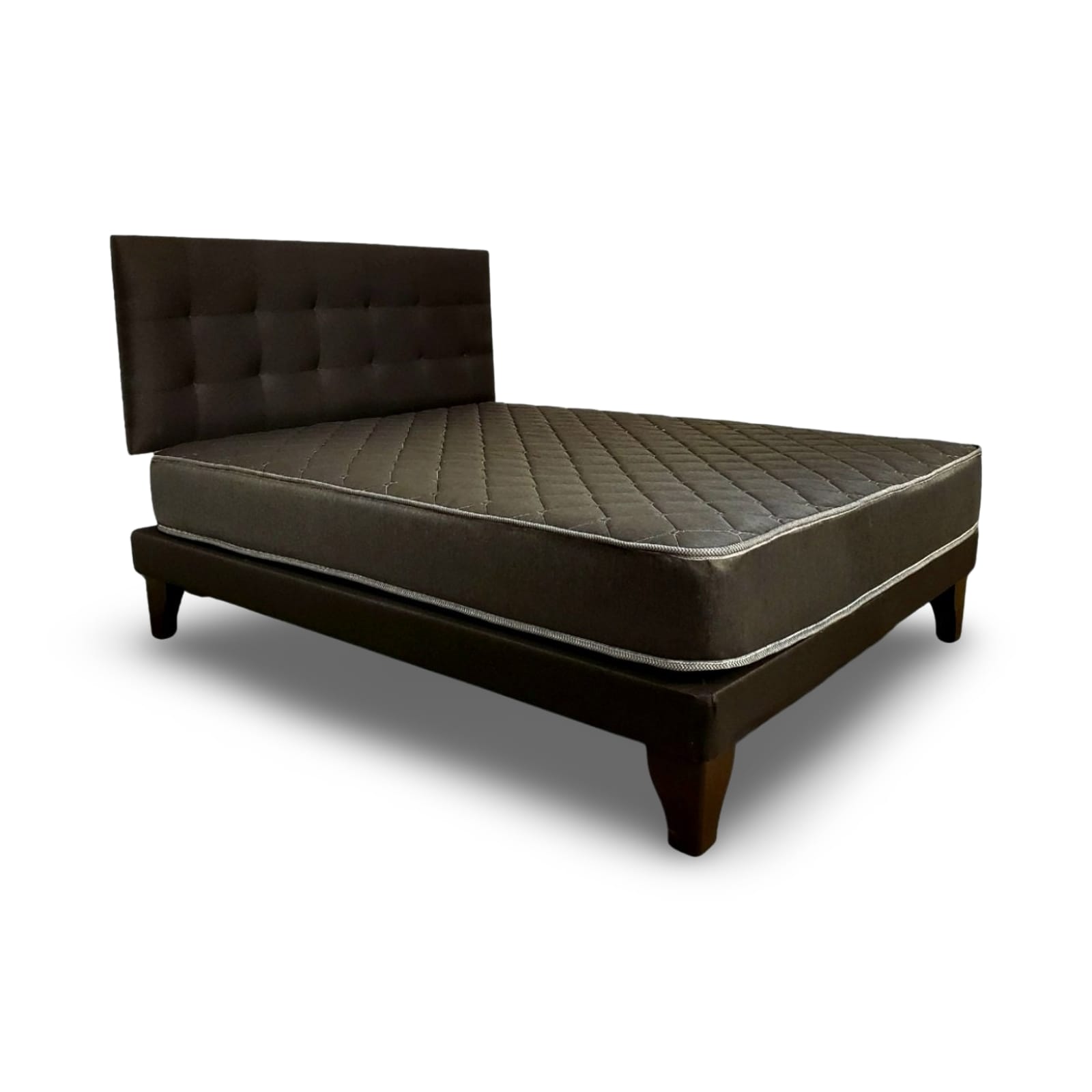 CAMA EUROPEA ESPUMIX NEW BASIC BLACK 1.5 PLAZAS + RESPALDO PUNTO - 1