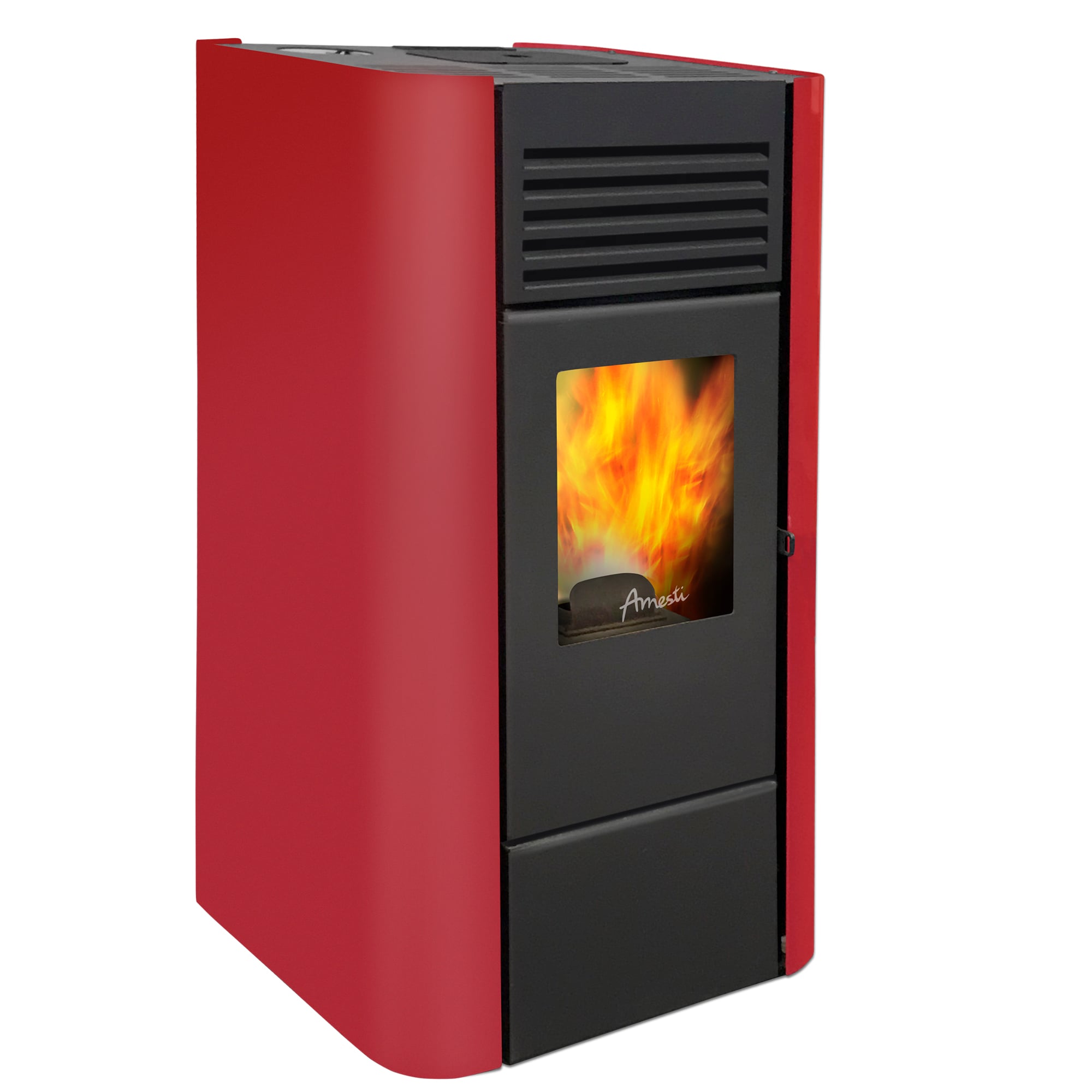 ESTUFA PELLET AMESTI MODELO MILANO ROJO - 1