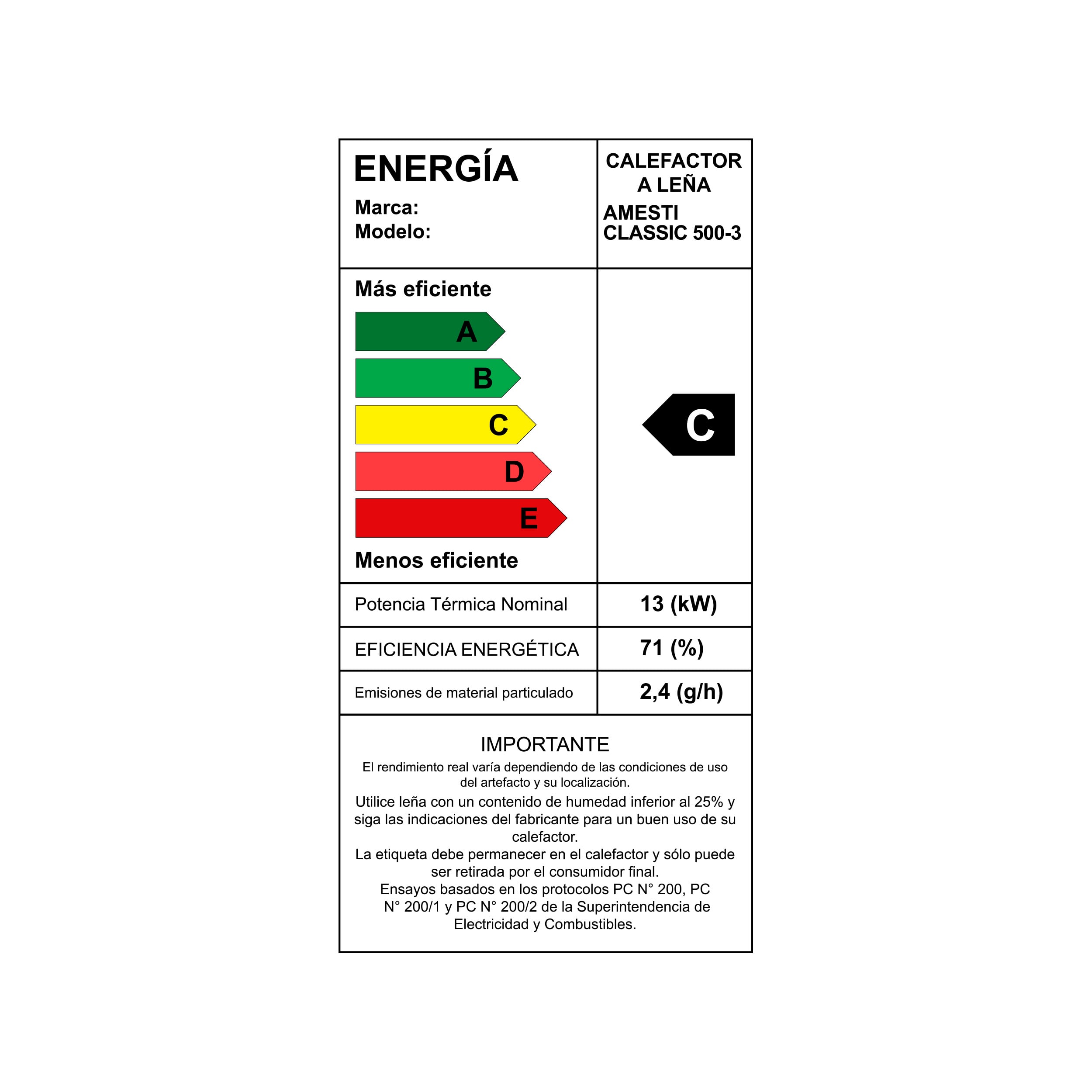 COMBO CALEFACTOR LEÑA AMESTI CLASSIC500ROJO + KITINST6' + SETMURO ROJO - 7