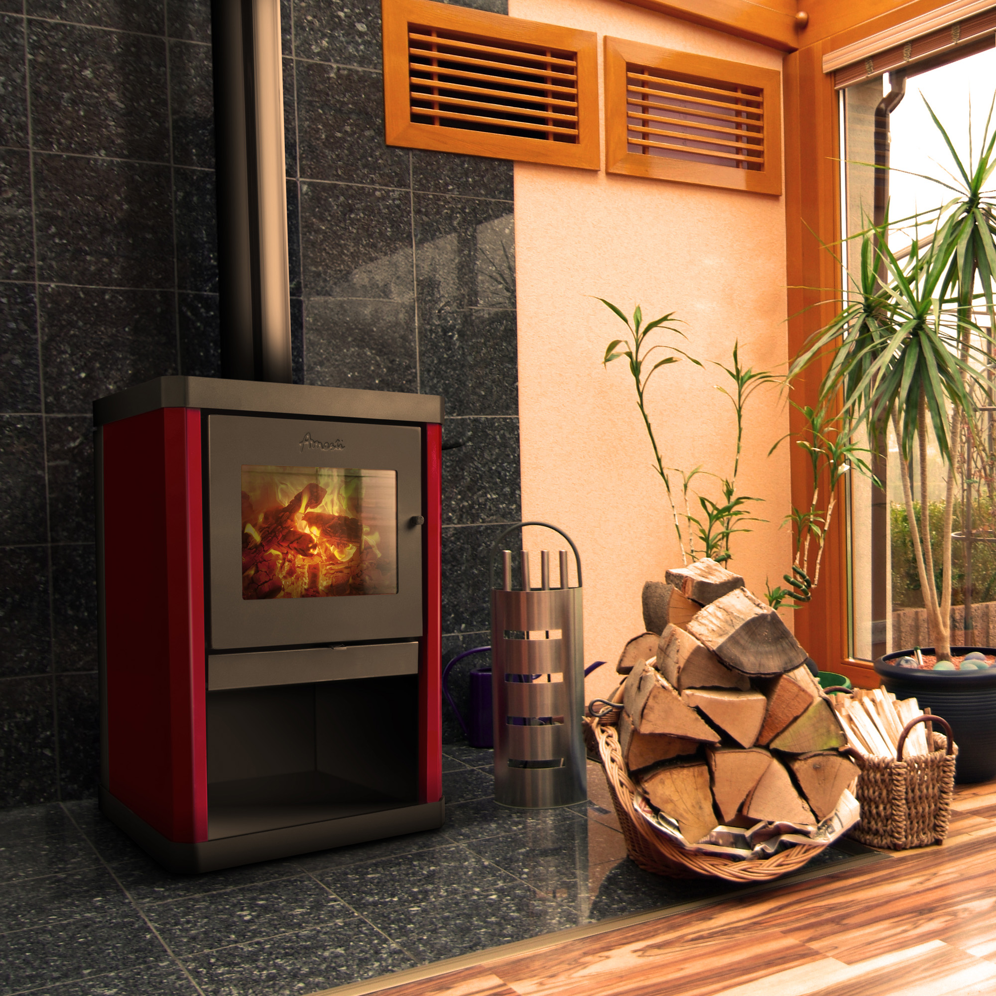 CALEFACTOR A LEÑA AMESTI CLASSIC 400 NEGRO SATINADO - 7