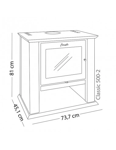 CALEFACTOR A LEÑA AMESTI CLASSIC 500 NEGRO SATINADO - 8