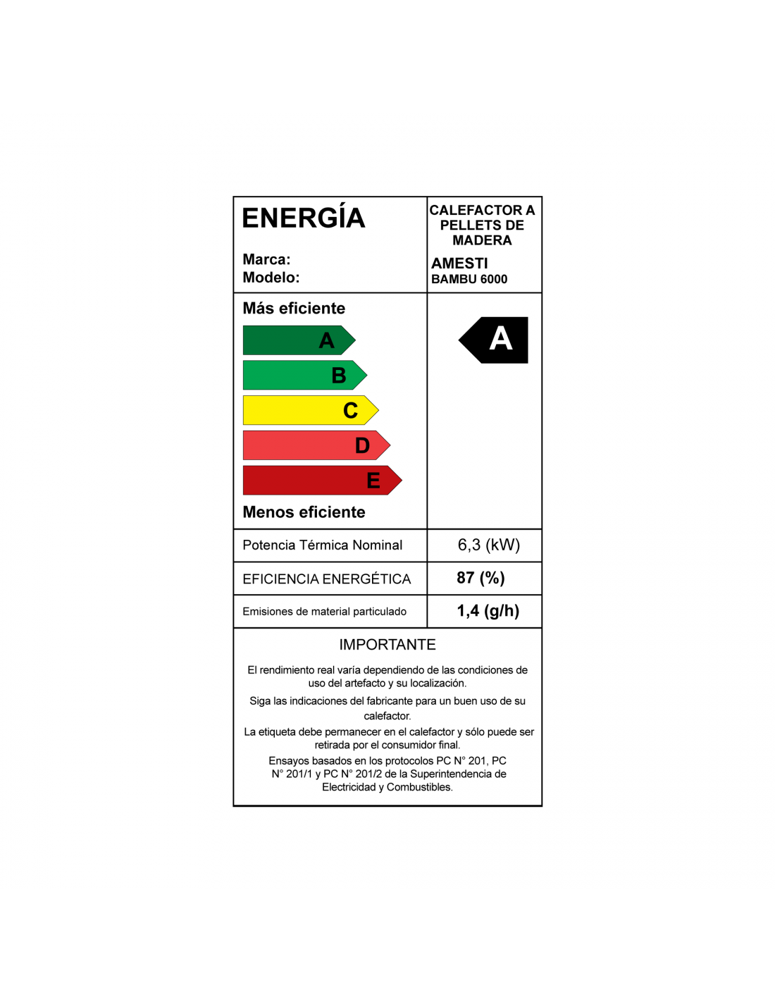 ESTUFA A PELLET BAMBU 6000 NEGRO AMESTI - 6