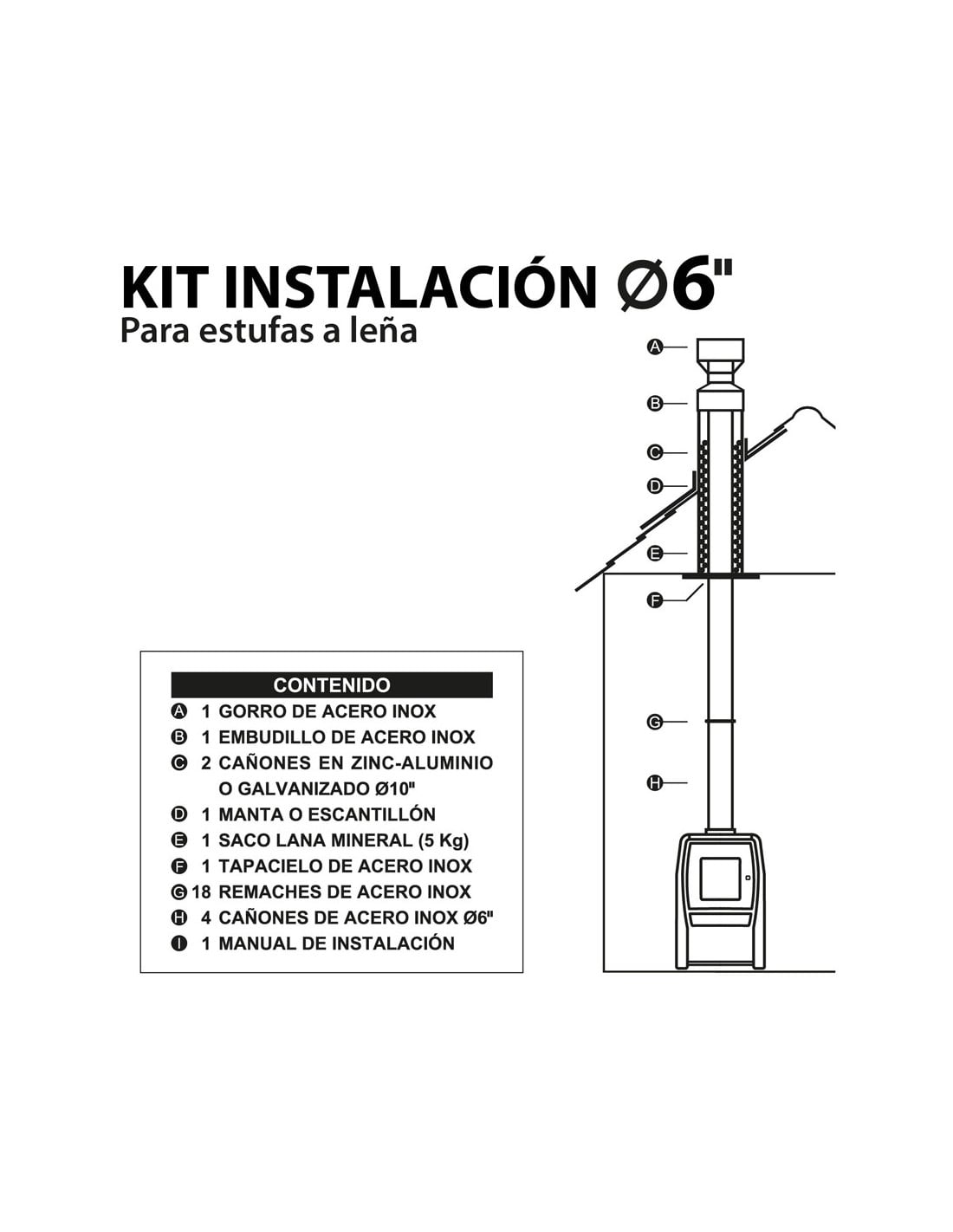 KIT DE INSTALACION A LEÑA 6 PULGADAS AMESTI - 2