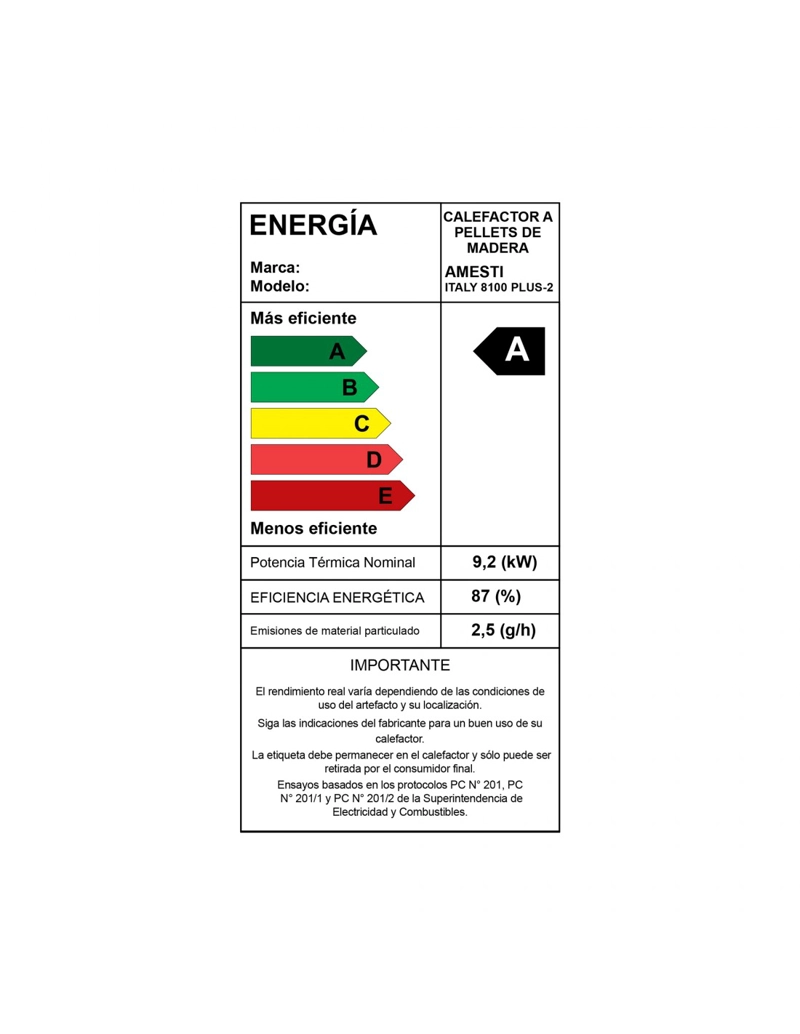 CALEFACTOR A PELLET AMESTI ITALY 8100 PLUS ROJO - 4