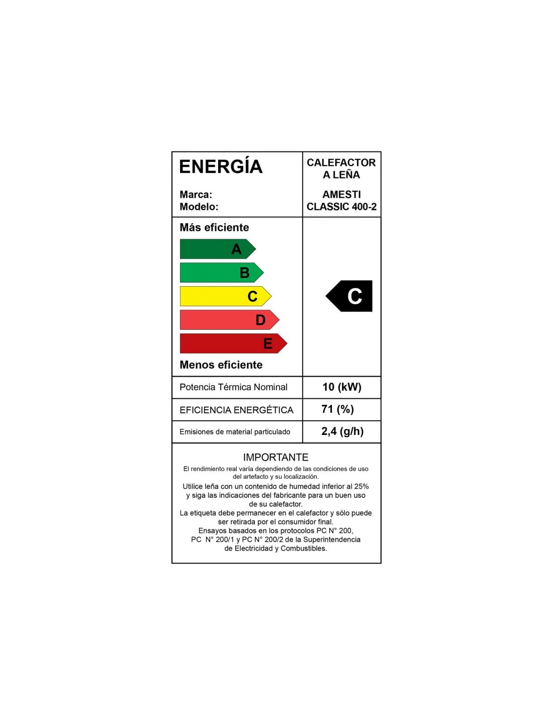 CALEFACTOR A LEÑA AMESTI CLASSIC 400 ROJO - 2
