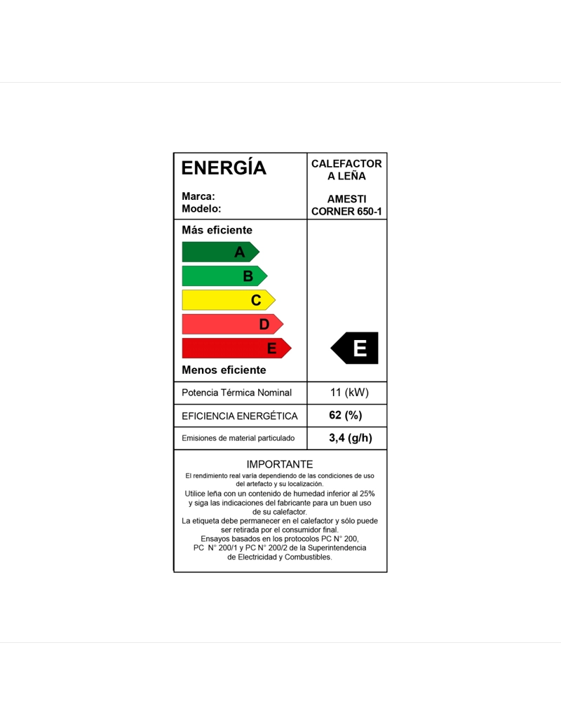 CALEFACTOR A LEÑA AMESTI CORNER 650 - 2