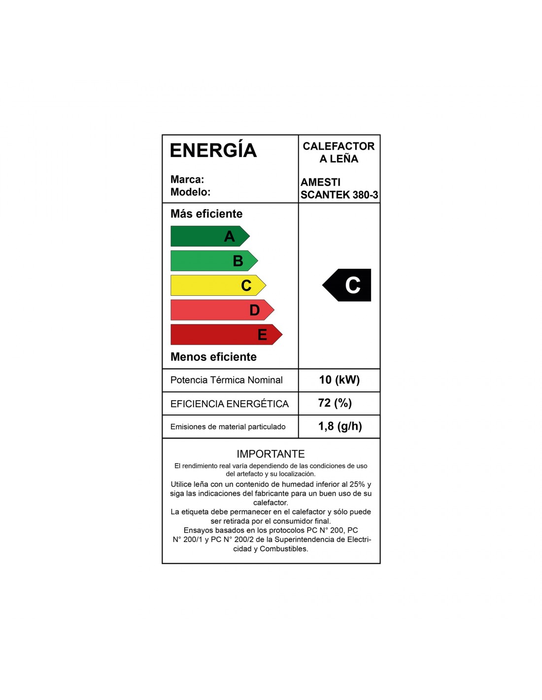 CALEFACTOR A LEÑA AMESTI SCANTEK 380 - 2