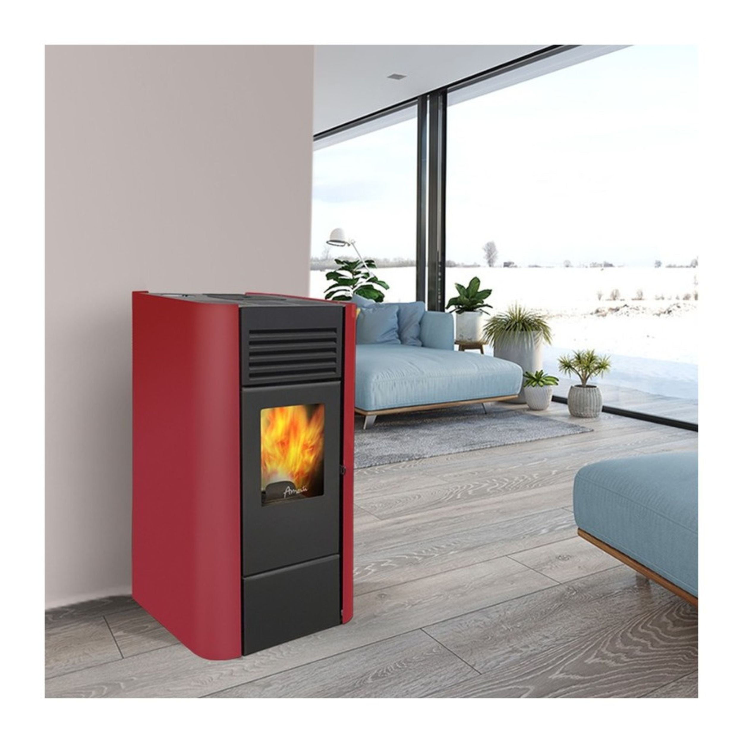 CALEFACTOR A PELLET MILANO ROJO - 6