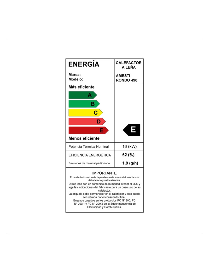 ESTUFA A LEÑA RONDO 490 + KIT INSTALACION 6' - 4