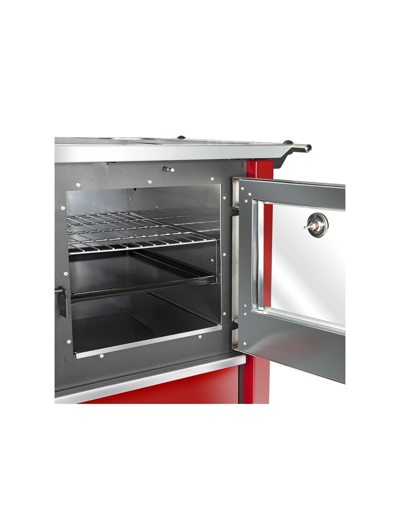COCINA A LEÑA ALLEGRA INOX EN COLOR ROJO + KIT INSTALACIÓN 5' - 4