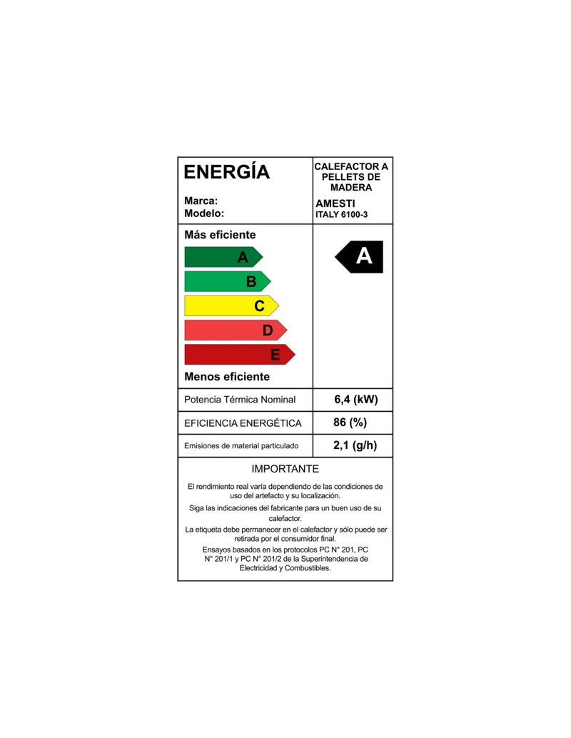 ESTUFA A PELLET ITALY 6100 NEGRA + KIT INST. MURO - 6