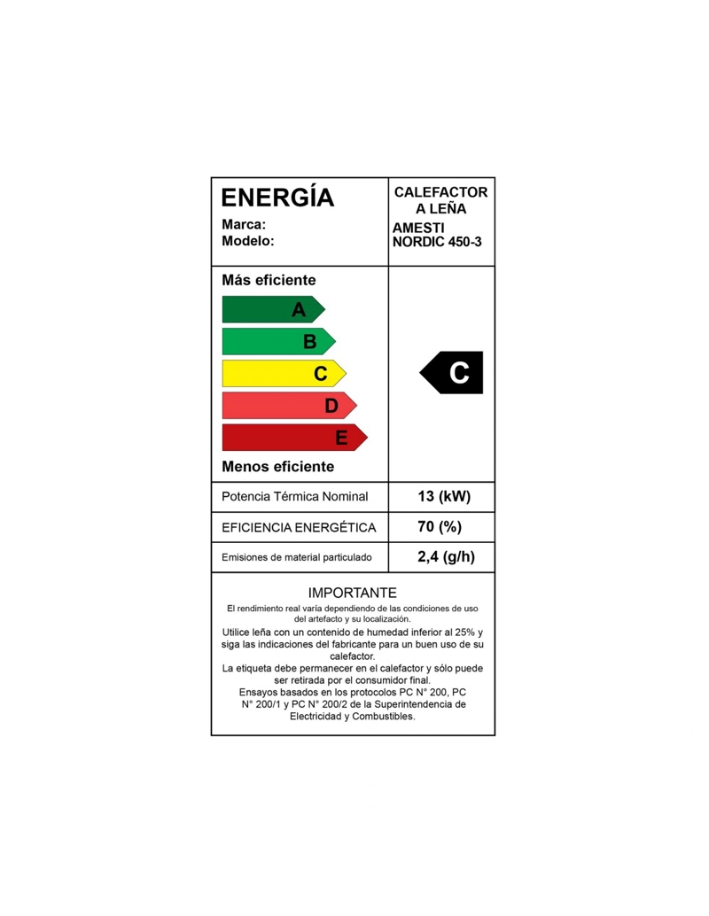 ESTUFA A LEÑA NORDIC 450 + KIT INSTALACION 6' - 7