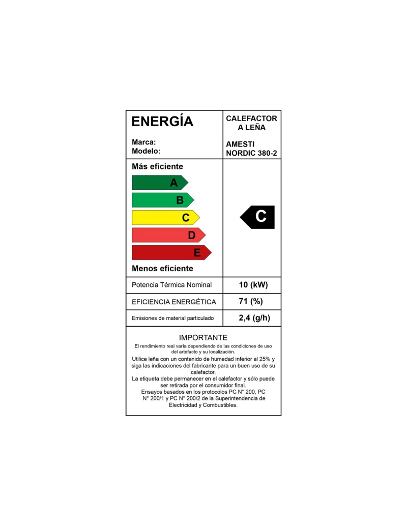 ESTUFA A LEÑA NORDIC 380 + KIT INSTALACION 6' - 7