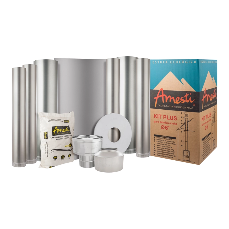 COMBO CHIMENEA A LEÑA AMESTI PALLADIO WOODEN + KIT INSTALACION 6' - 2