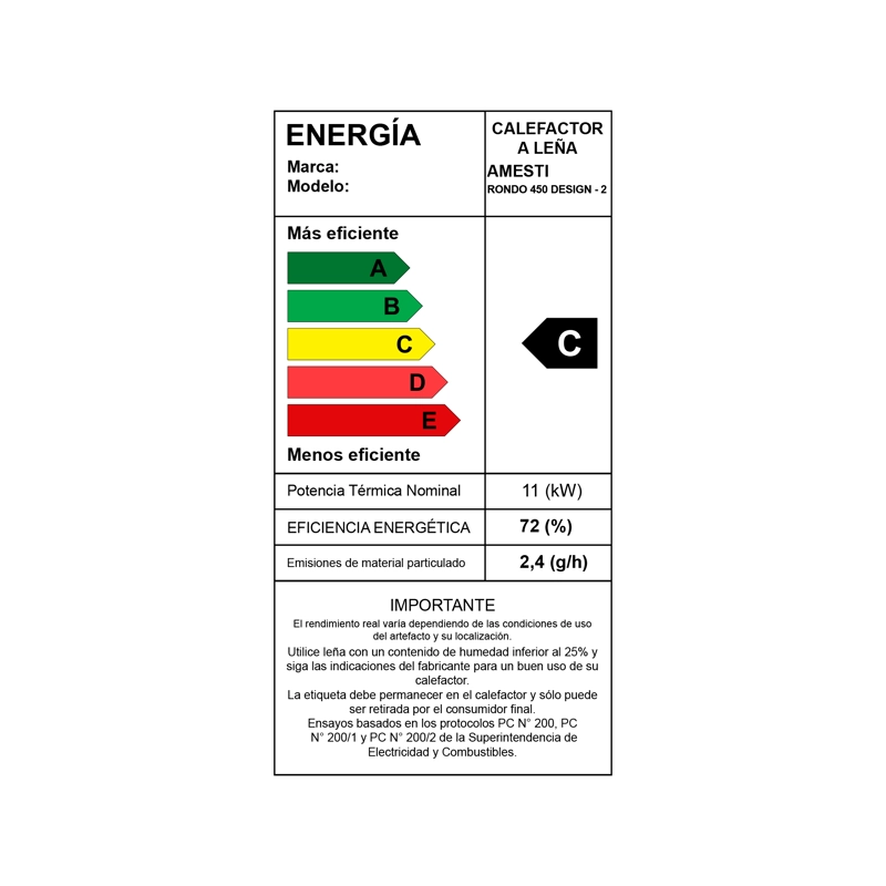 COMBO ESTUFA A LEÑA AMESTI RONDO 450 DESIGN + KIT DE INSTALACION 6' - 5