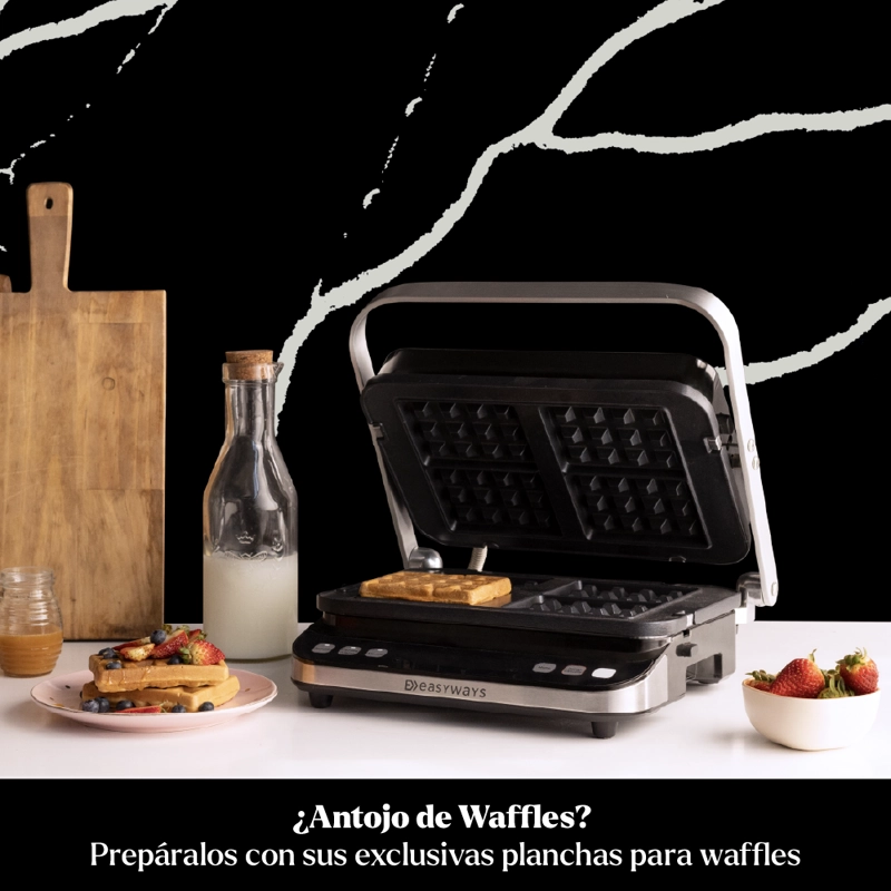 PLANCHA - PARRILLA, WAFFLES, SANDWICH , PANINI LET'S GRILL 3 EN 1 EASYWAYS - 7