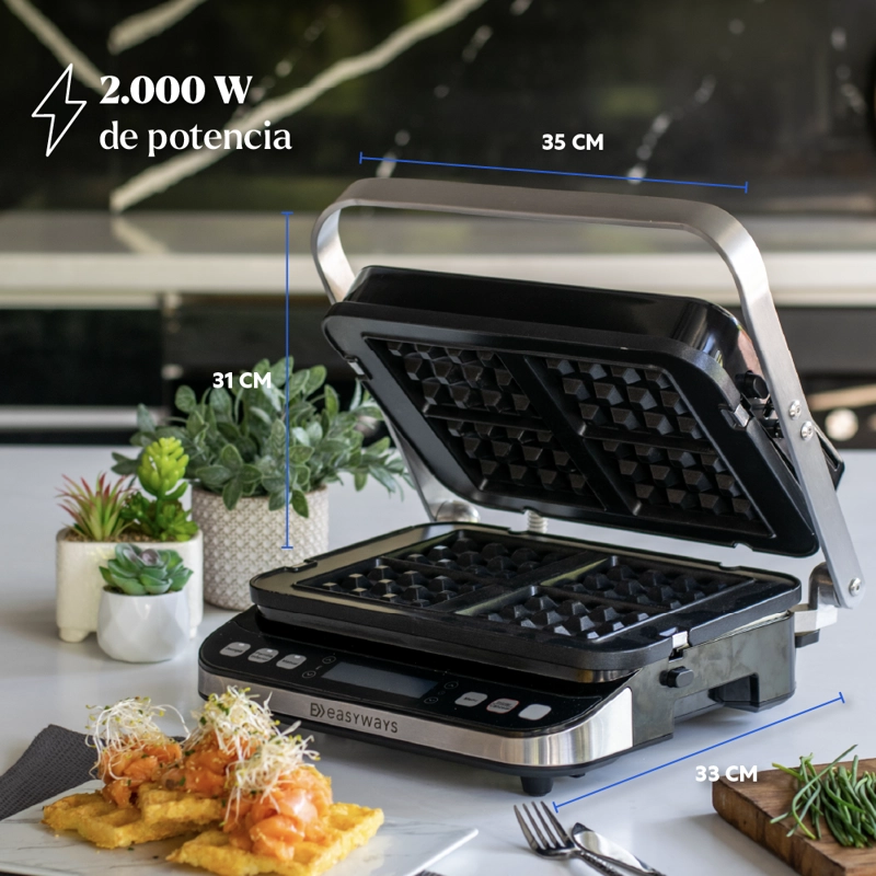 PLANCHA - PARRILLA, WAFFLES, SANDWICH , PANINI LET'S GRILL 3 EN 1 EASYWAYS - 9