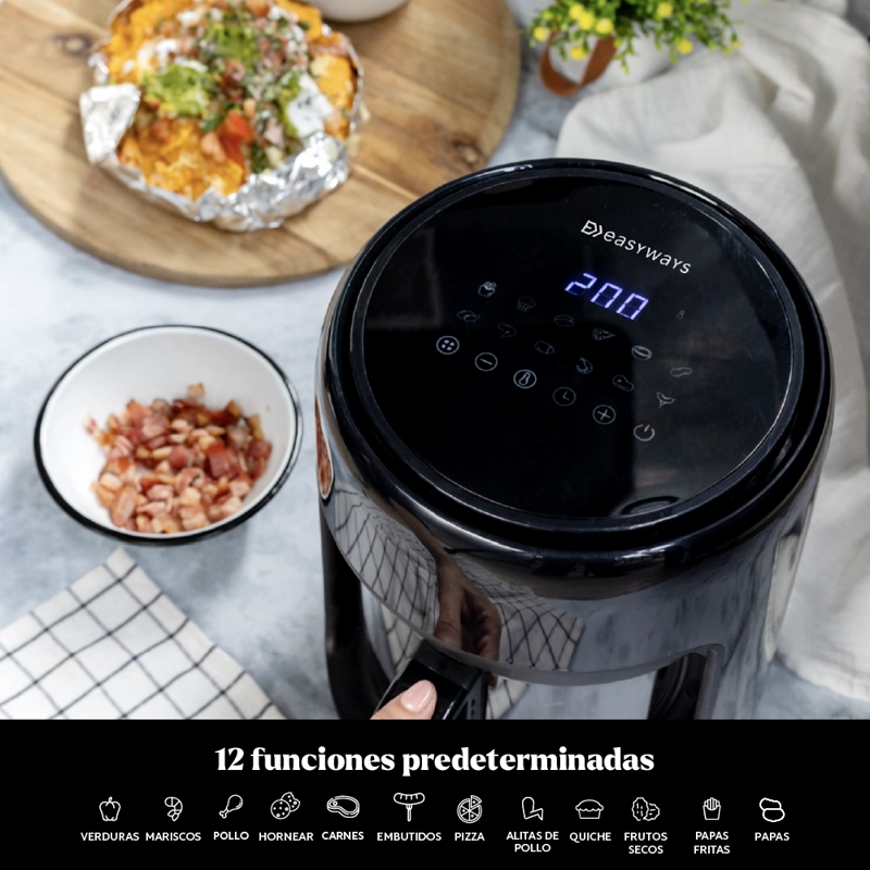 FREIDORA DE AIRE AIR FRYER CRYSTAL 4L VIDRIO EASYWAYS - 5