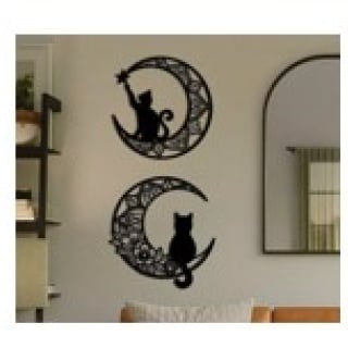 CUADRO DECORATIVO GATO LUNA X2 - 1