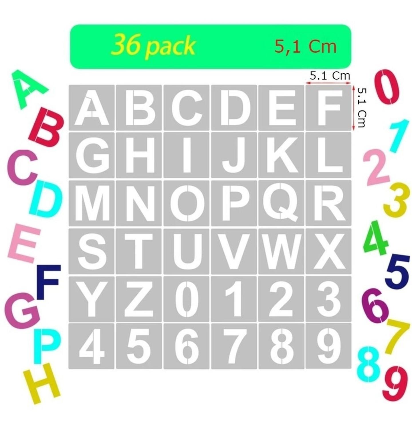 PLANTILLAS REUTILIZABLES PARA LETRAS Y NÚMEROS DE 5.1 CM - 1