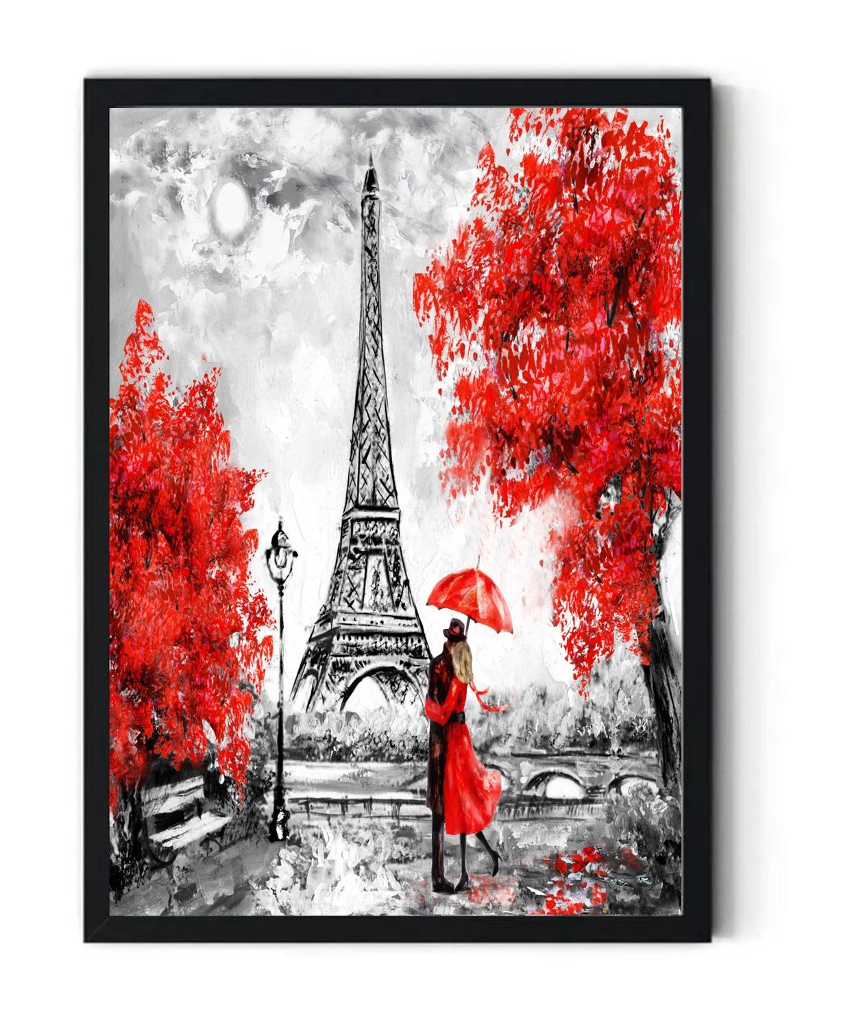CUADRO DECORATIVO TORRE EIFEL CON MARCO Y VIDRIO 30X40 CM - 1