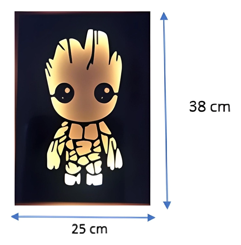 CUADRO DECORATIVO ARTESANAL LUMINOSO FIGURA YO SOY GROOT - 2