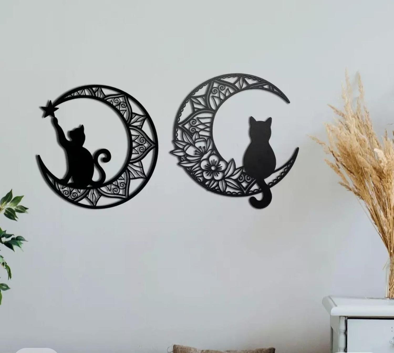 CUADRO DECORATIVO FIGURA GATOLUNA PACK X 2 - 1
