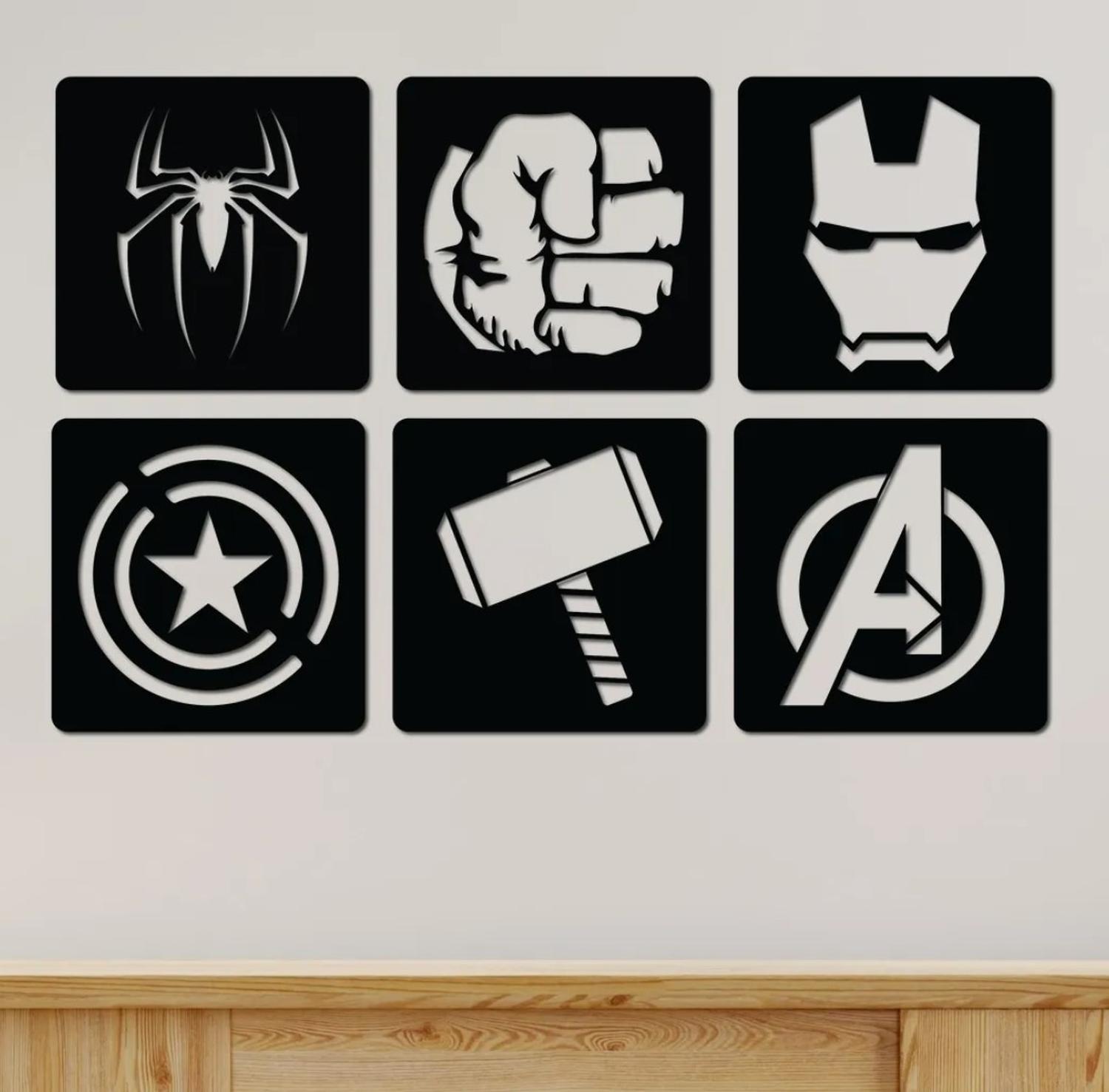 CUADROS AVENGERS 20X20CM CU MADERA MDF - 3