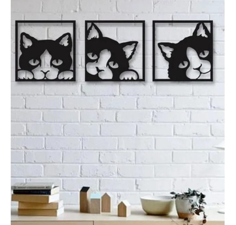 CUADROS GATOS DE LA SUERTE 20CMX20CM PACK 3UD - 1