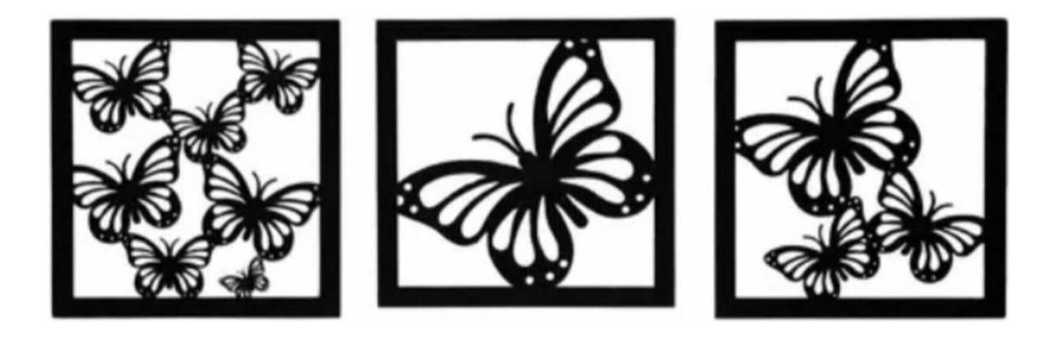 CUADRO DECORATIVO MARIPOSAS PACK 3 MADERA MDF - 3