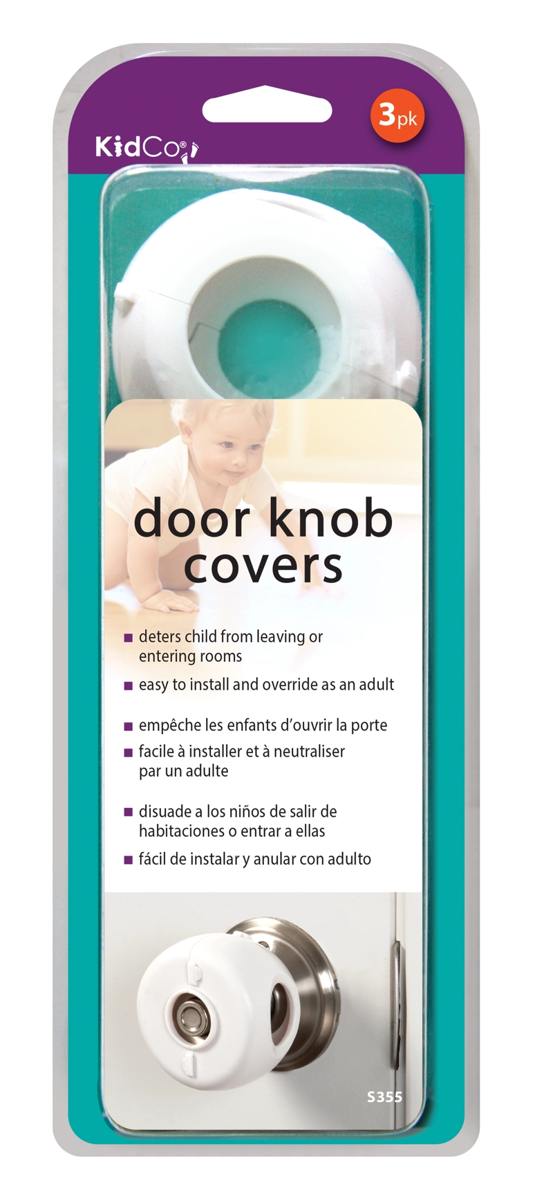 BLOQUEADOR PUERTA DE MANILLA REDONDA (3 UNIDADES) - KIDCO - BLANCO - 2