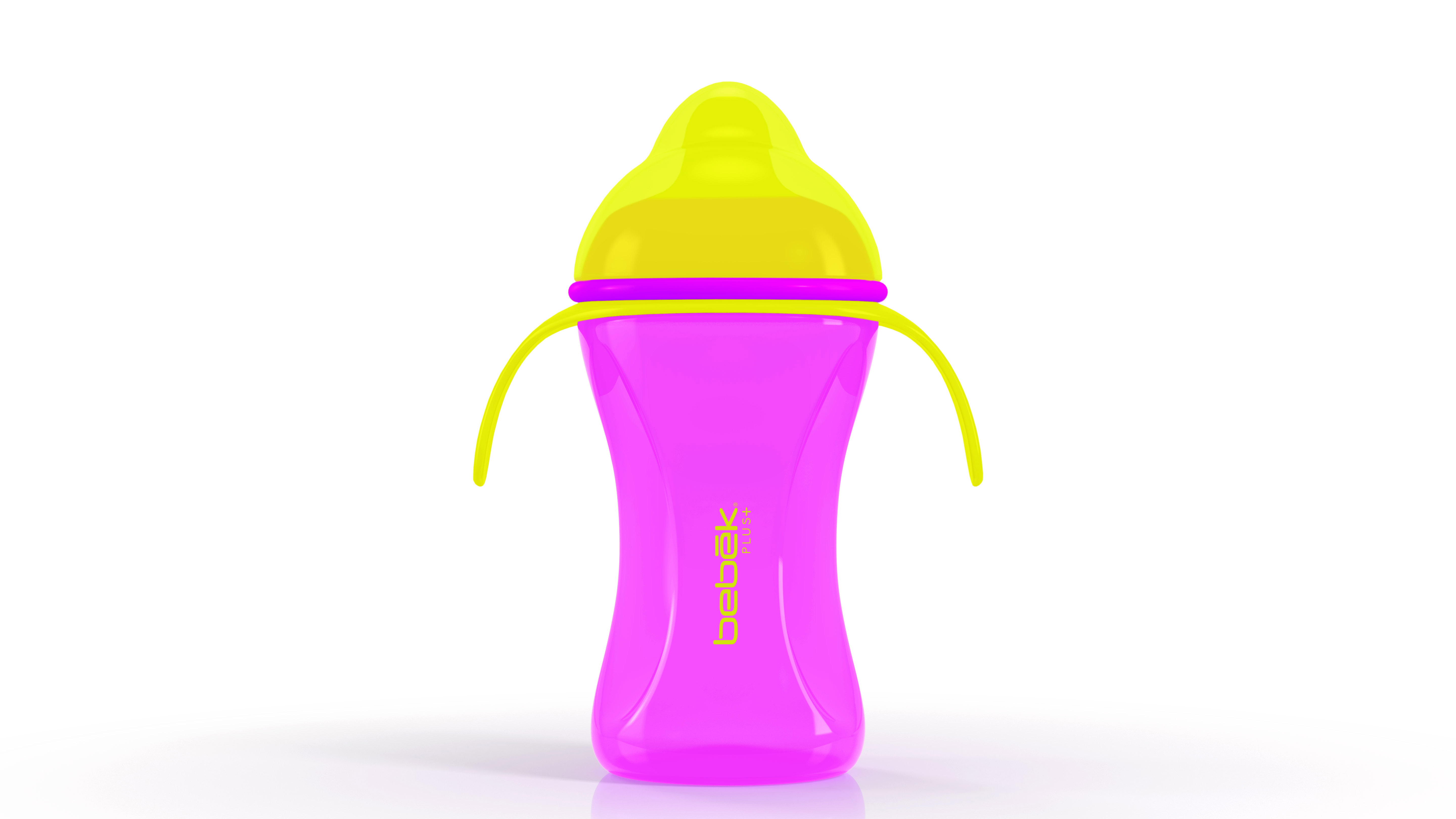 VASO DE ENTRENAMIENTO PLUS 240ML CON ASAS - VALVULA DE SILICONA SENSEFLO™ - ROSADO/AMARILLO - 1