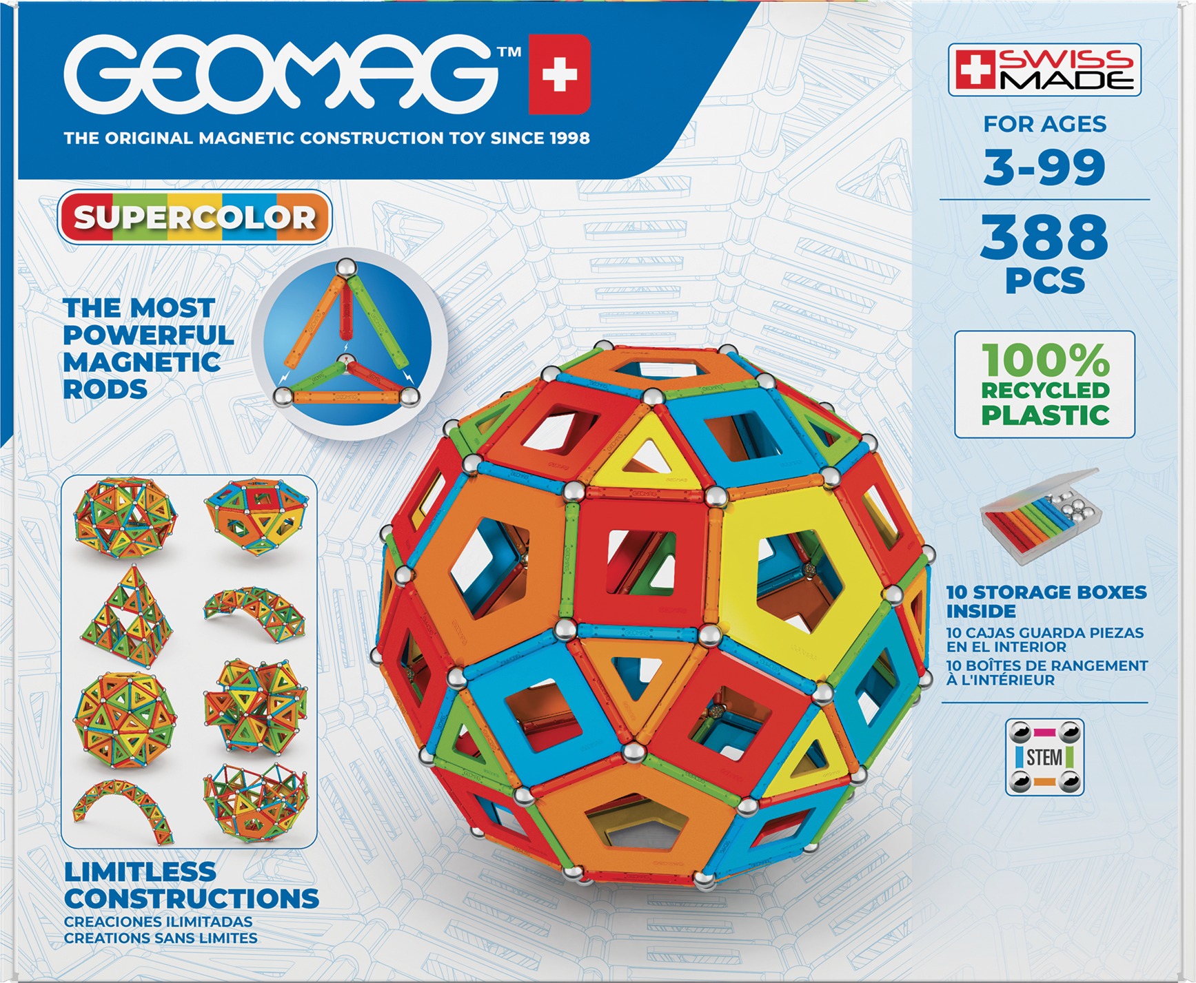 JUEGO DE CREACION MAGNÉTICO SUPERCOLOR MASTERBOX (388 PIEZAS) - LÍNEA ECOLÓGICA - 1