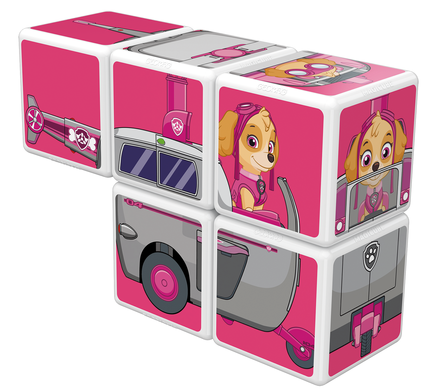 CUBOS MAGNÉTICOS MAGICUBE PAW PATROL - HELICOPTERO DE SKYE (5 PIEZAS) - 1
