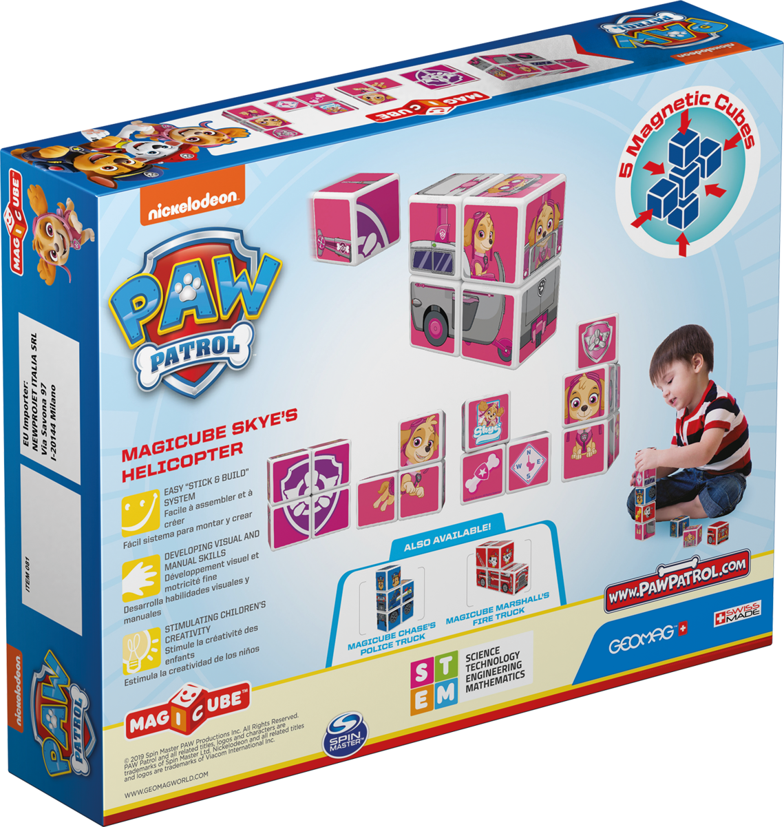 CUBOS MAGNÉTICOS MAGICUBE PAW PATROL - HELICOPTERO DE SKYE (5 PIEZAS) - 9