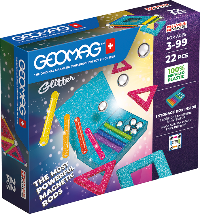 JUEGO DE CREACION MAGNÉTICO GEOMAG GLITTER (22 PIEZAS) - 1