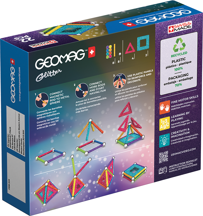 JUEGO DE CREACION MAGNÉTICO GEOMAG GLITTER (22 PIEZAS) - 9