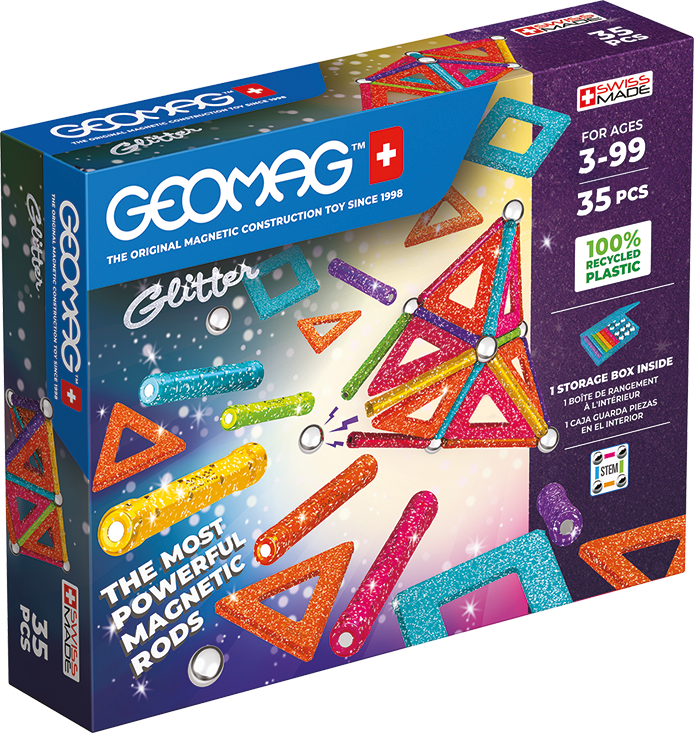JUEGO DE CREACION MAGNÉTICO GEOMAG GLITTER (35 PIEZAS) - 1