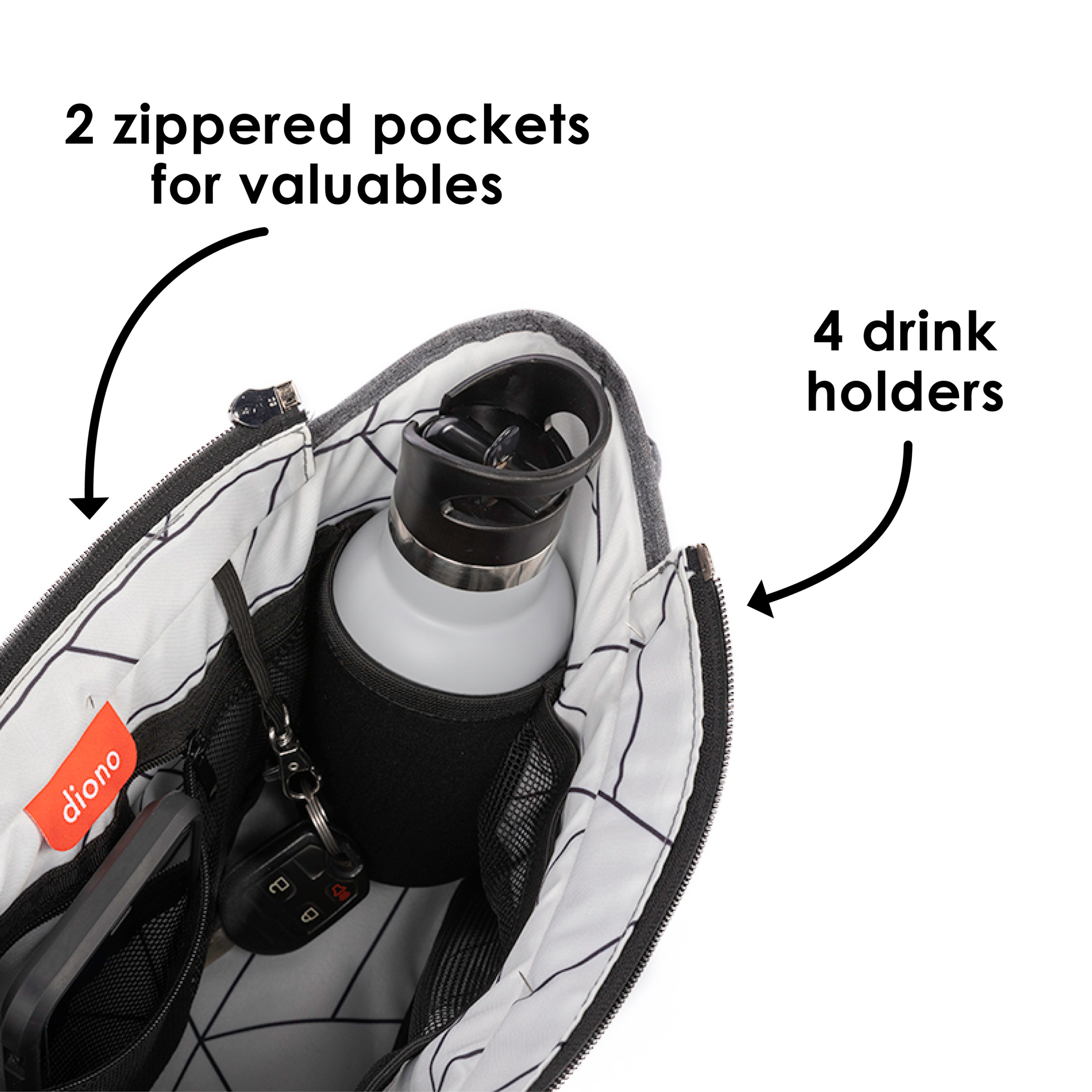 BOLSO DIONO 40395 ORGANIZADOR XL COCHE GRIS CLARO - 4