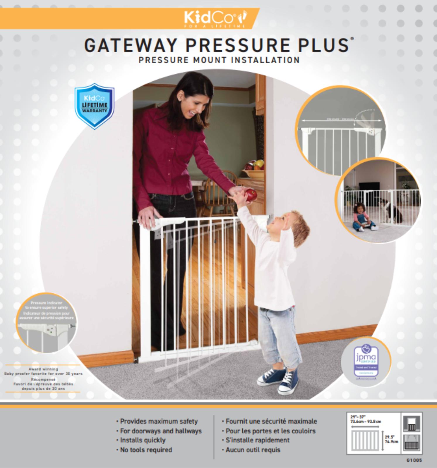 PUERTA SEGURIDAD KIDCO BLANCO A PRESION GATEWAY® PRESSURE PLUS (ANCHO 73.6CM - 93.9CM) - 2