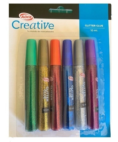 GLITTER GLUE 10ML. 6 COLORES - ADIX CREATIVE - 1