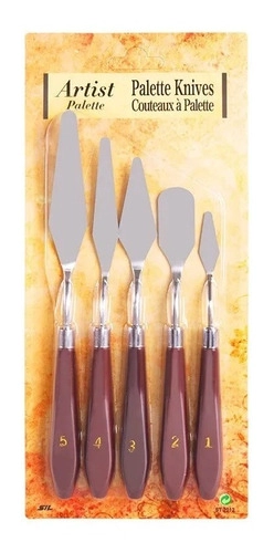 SET 5 PALETAS ESPATULAS MEZCLADORAS , MANGO MADERA - 1