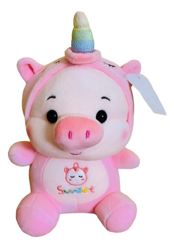 PELUCHE CERDITO UNICORNIO KAWAII DE FELPA SUAVE 23CM - 1