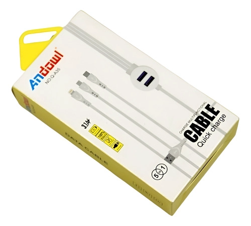 CABLE USB 5 EN 1 PREMIUM 1 METRO CARGA RAPIDA  BLANCO - 1