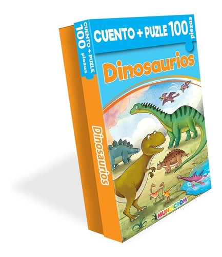 LIBRO INFANTIL CUENTO DINOSAURIOS + PUZLE 100 PZAS MUNDICROM - 1