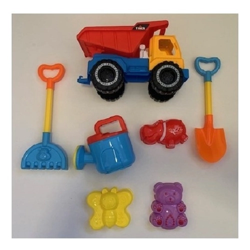 SET PLAYA CAMION TOLVA CON ACCESORIOS Y PALAS 7 PIEZAS - 1