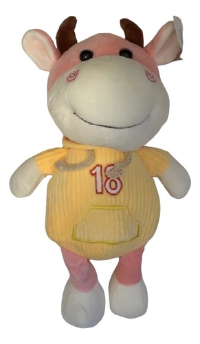 PELUCHE VAQUITA AMARILLA POLERON KAWAII DE FELPA SUAVE 23CM - 1