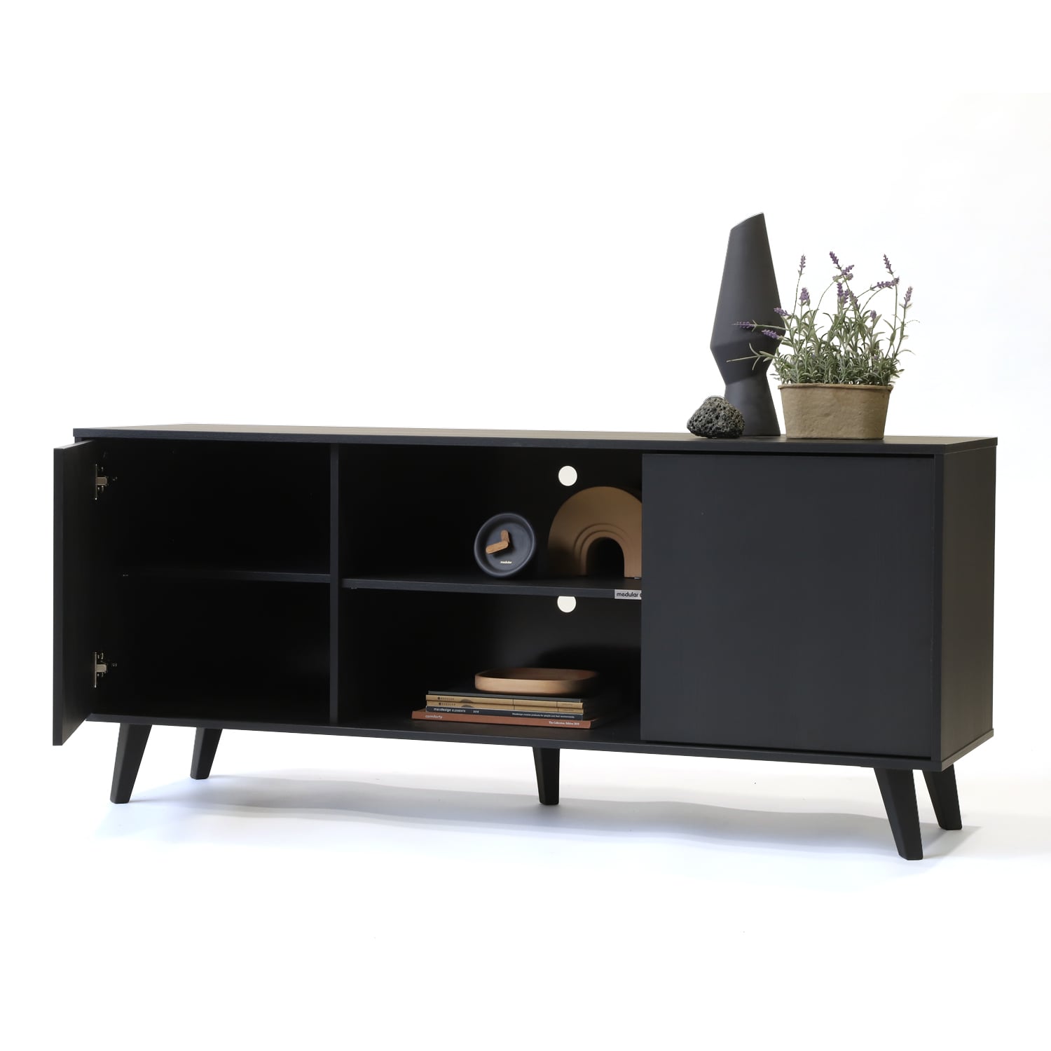 RACK TV MEDULAR ATACAMA NEGRO ALTO BLACK - 4