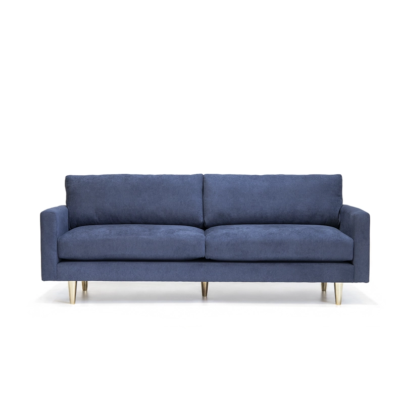 SOFA MEDULAR TELLUM 2 CUERPOS TERCIOPELO AZUL VELVET BRONCE - 1